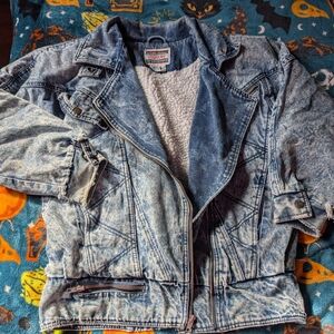 Stefano International Sportswear Acid Wash Vintage Denim Jacket